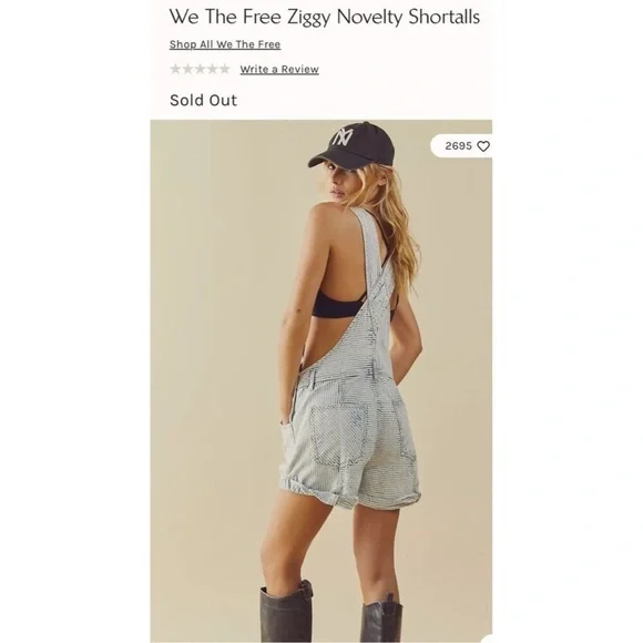 Free People We The Free Railroad Striped Ziggy Shortalls - Picture 3 of 8